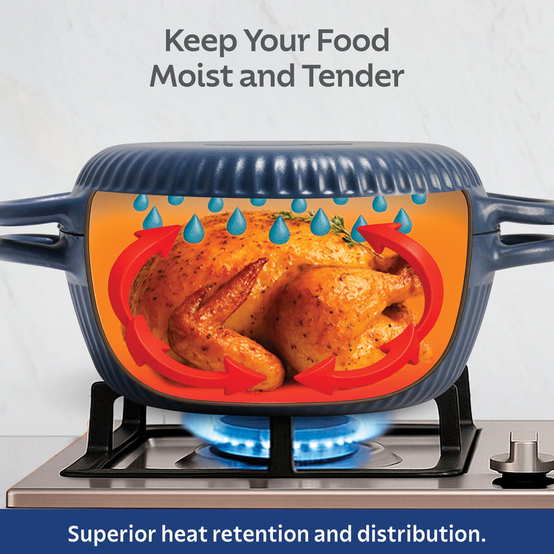 Tramontina 4 QT Enameled Cast Iron Dutch Oven for Bread Baking Blue