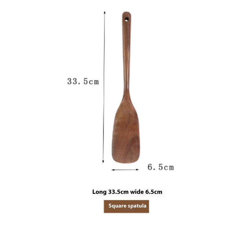 Teak Natural Wood Ladle Turner Colander Soup Skimmer Tool Set