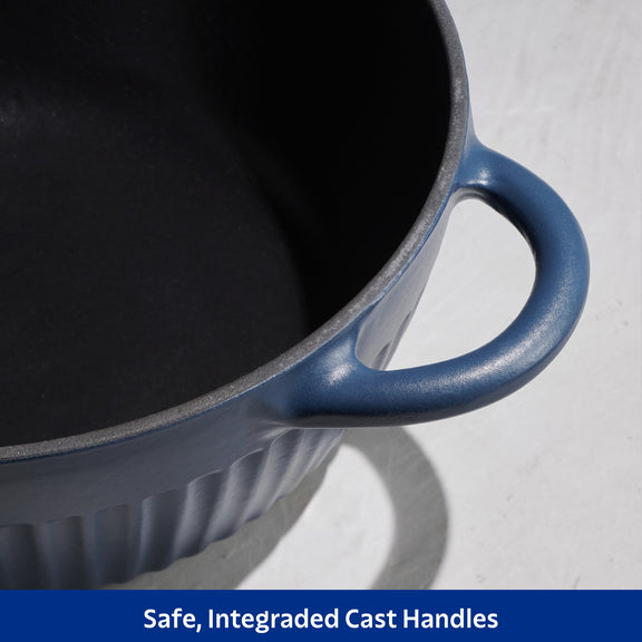 Tramontina 4 QT Enameled Cast Iron Dutch Oven for Bread Baking Blue