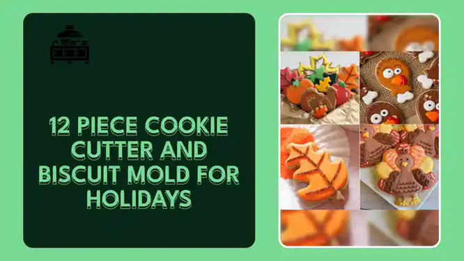 12 Piece Cookie Cutter and Biscuit Mold For Holidays