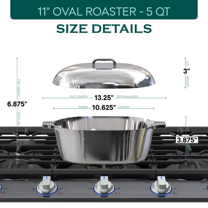 Magnaware 5-Quart 11-Inch Oval Aluminum Dutch Oven with Lid