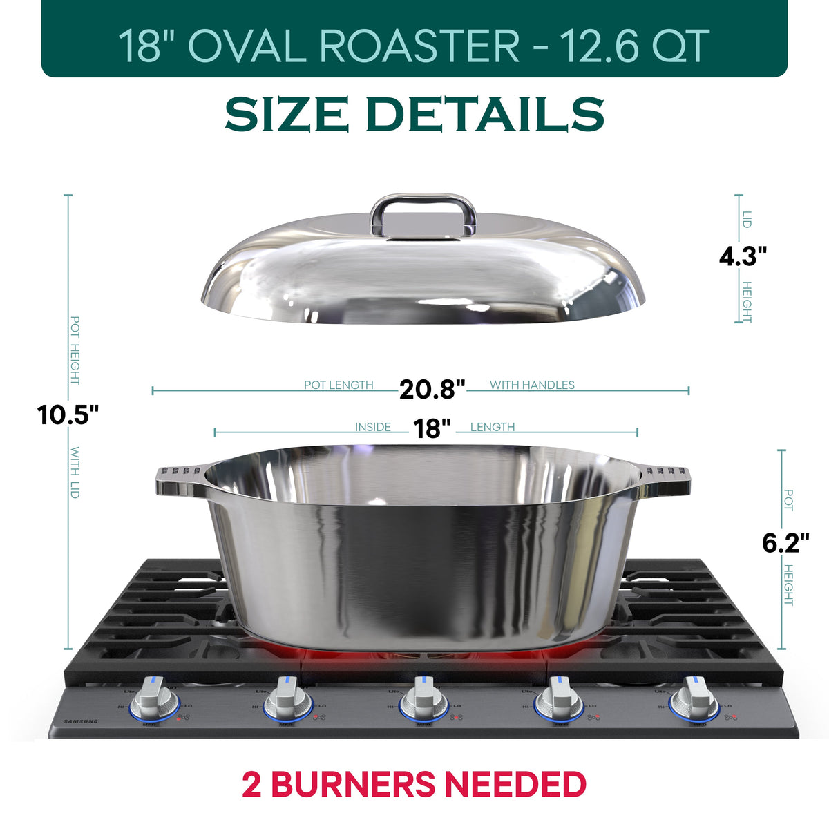 Magnaware Ultimate Oval Collection Cast Aluminum Dutch Oven Set – 4 Ovens with Lids