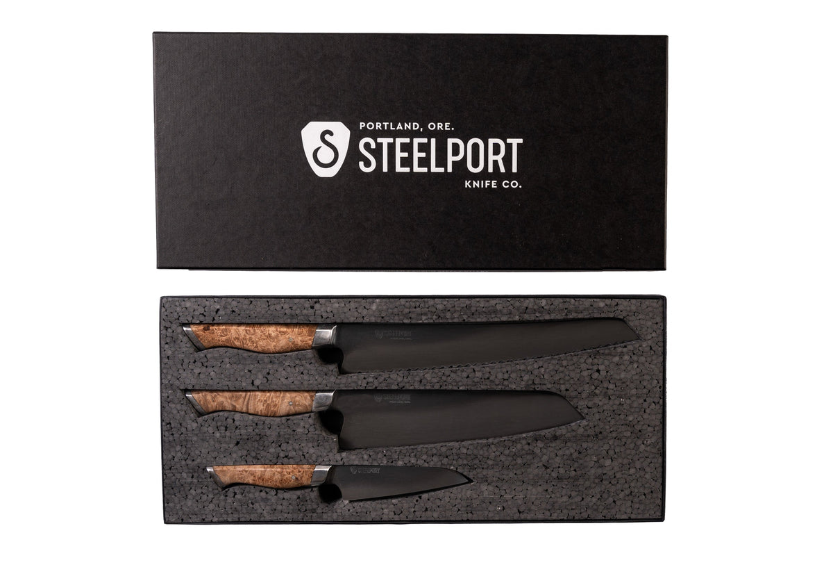 STEELPORT 3-Piece Essential Carbon Steel Knife Gift Set