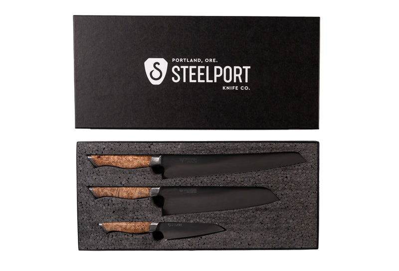 STEELPORT 3-Piece Essential Carbon Steel Knife Gift Set