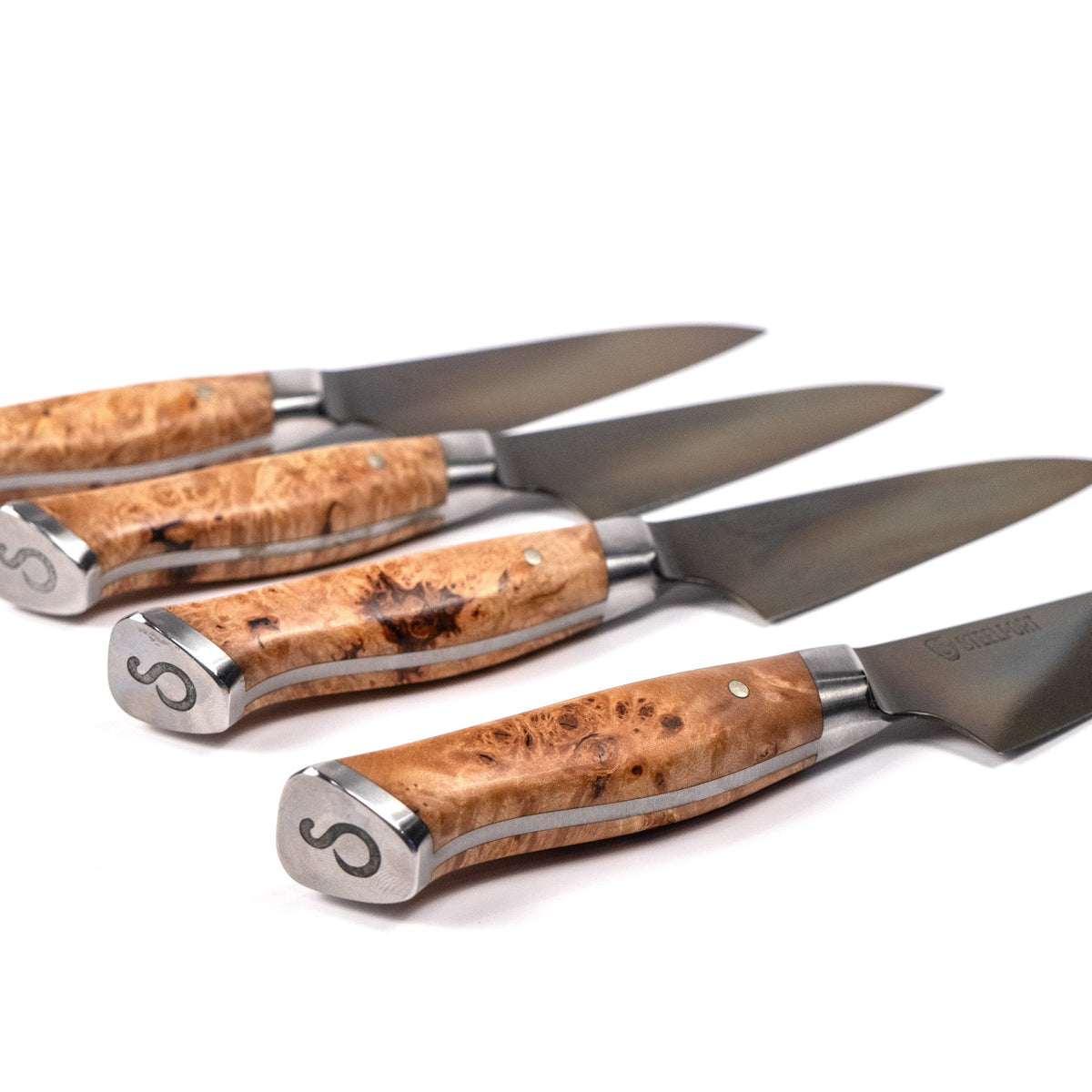STEELPORT 4-Piece Carbon Steel Steak Knife Set with Walnut Box