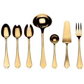 Dolce Vita 7 Piece Serve Set Mirror Oro Flatware Set