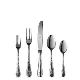 5 Piece Place Setting Epoque Oro Nero Flatware Set