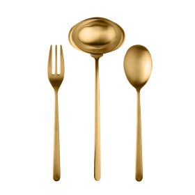 3 Pcs Serving Set (Fork Spoon And Ladle) Linea Ice Oro