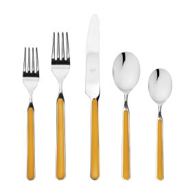 Place Set 5 Piece Fantasia Mustard Flatware Set