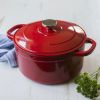 5.5 Quart Enameled Cast Iron Dutch Oven; Red