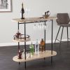 Dagney Wine/Bar Table w/ Glassware Storage â€“ Natural and Black Finish