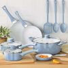 12pc Ceramic Cookware Set;  Blue Linen