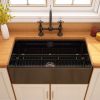 33 Inch Fireclay Farmhouse Kitchen Sink Black Single Bowl Apron Front Kitchen Sink, Bottom Grid and Kitchen Sink Drain Included