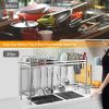 Over Sink Dish Drying Rack Shelf Stainless Steel Kitchen Countertop Bowl Dish Chopping Board Organizer Rack - Silver