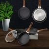 Frying Pan Set 3-Piece Nonstick Saucepan Woks Cookware Set,Heat-Resistant Ergonomic Wood Effect Bakelite Handle Design,PFOA Free.(7/8/9.5 inch)