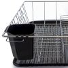 Multiful Functions Houseware Kitchen Storage Stainless Iron Shelf Dish Rack - Black - 16 In