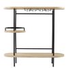 Dagney Wine/Bar Table w/ Glassware Storage â€“ Natural and Black Finish