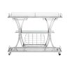 Contemporary Chrome Bar Cart with Wine Rack Silver Modern Glass Metal Frame Wine Storage