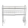 Over Sink Dish Rack, 2 Tier Stainless Steel Dish Rack Rustproof Durable Above Kitchen Sink Shelf Dish Drainer, Silver - Silver