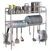 Over Sink Dish Rack, 2 Tier Stainless Steel Dish Rack Rustproof Durable Above Kitchen Sink Shelf Dish Drainer, Silver - Silver