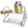 Multiful Functions Houseware Kitchen Storage Stainless Iron Shelf Dish Rack - Silver - 22 In