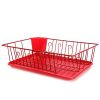 Multiful Functions Houseware Kitchen Storage Stainless Iron Shelf Dish Rack - Red - 17.5 In