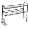 Over Sink Dish Rack, 2 Tier Stainless Steel Dish Rack Rustproof Durable Above Kitchen Sink Shelf Dish Drainer, Silver - Black