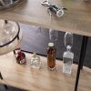 Dagney Wine/Bar Table w/ Glassware Storage â€“ Natural and Black Finish