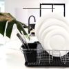 Multiful Functions Houseware Kitchen Storage Stainless Iron Shelf Dish Rack - Black - 16 In