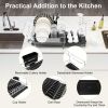 Stainless Steel Expandable Dish Rack with Drainboard and Swivel Spout - Black