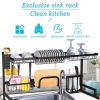 Bosonshop Over The Sink Dish Drying Rack Stainless Steel Kitchen Supplies Storage Shelf Drainer Organizer, 35" x 12.2" x 20.4" - 1